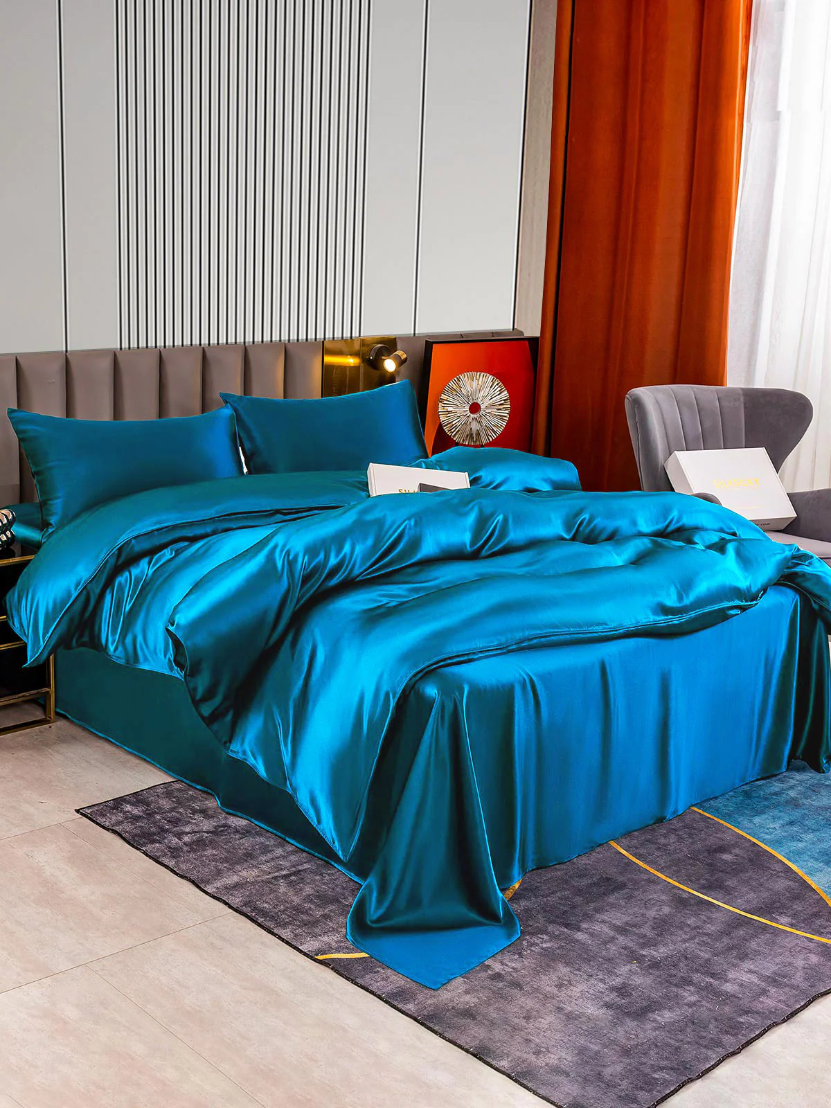 22Momme 4Pcs Silk Set Duvet Cover+Flat Sheet+2x Pillowcases - Image 46