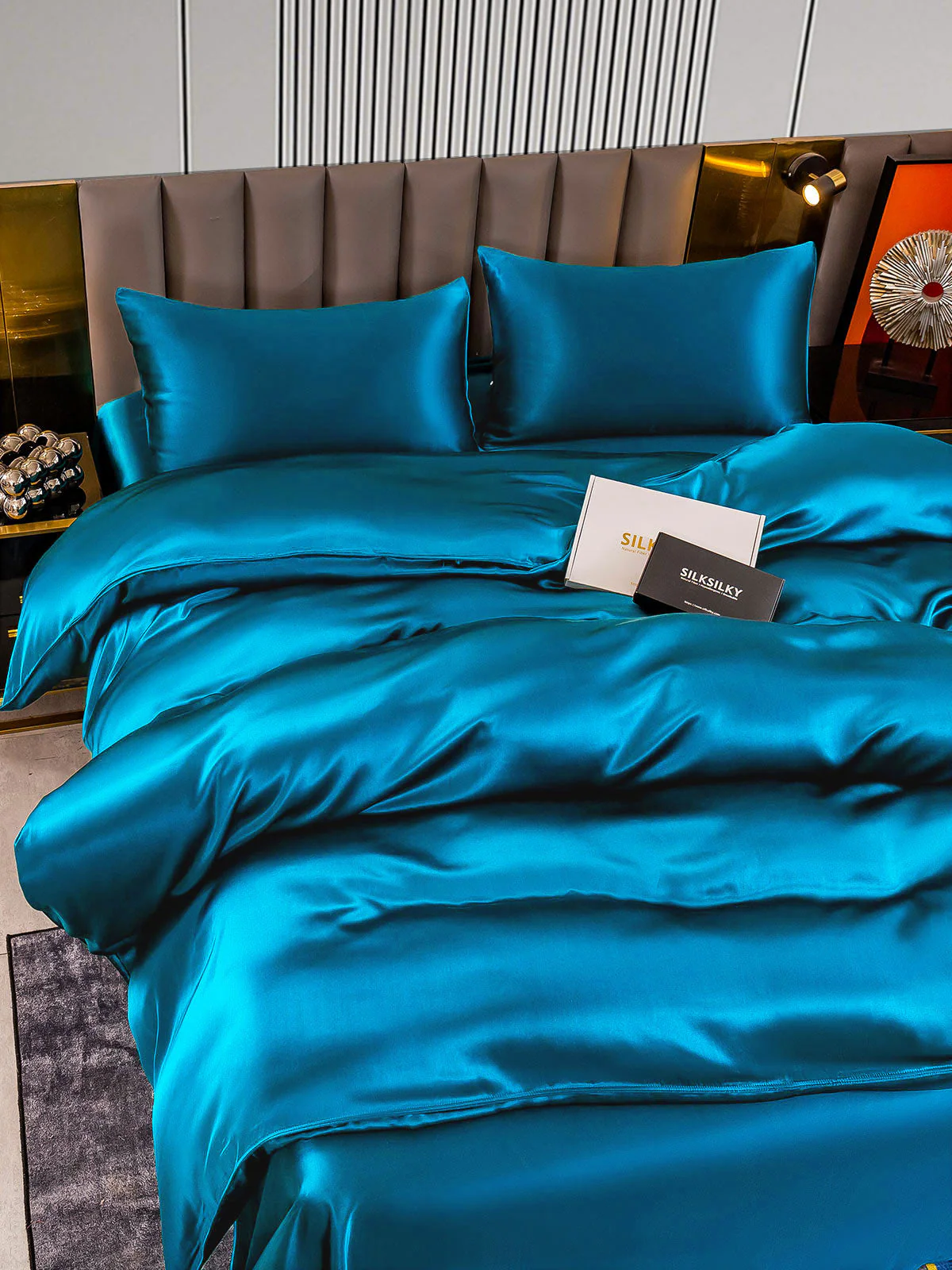 22Momme 4Pcs Silk Set Duvet Cover+Flat Sheet+2x Pillowcases - Image 47