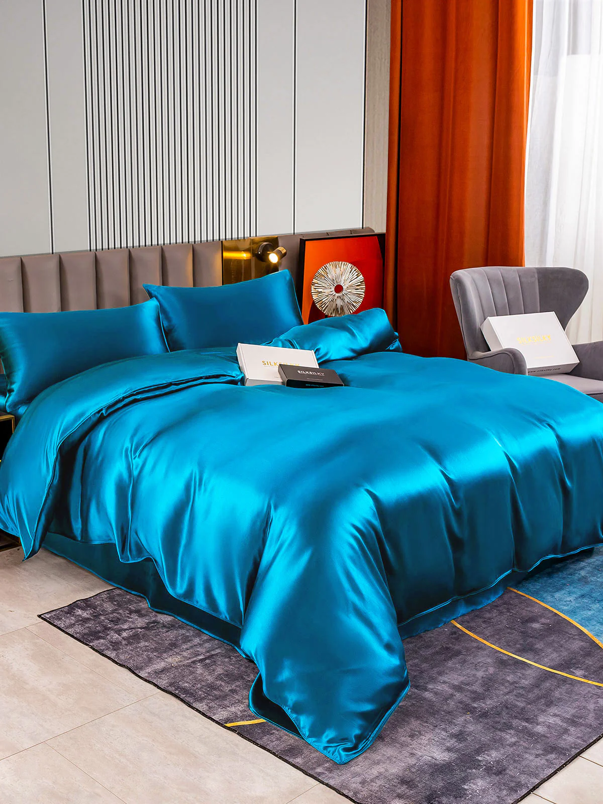 22Momme 4Pcs Silk Set Duvet Cover+Flat Sheet+2x Pillowcases - Image 48