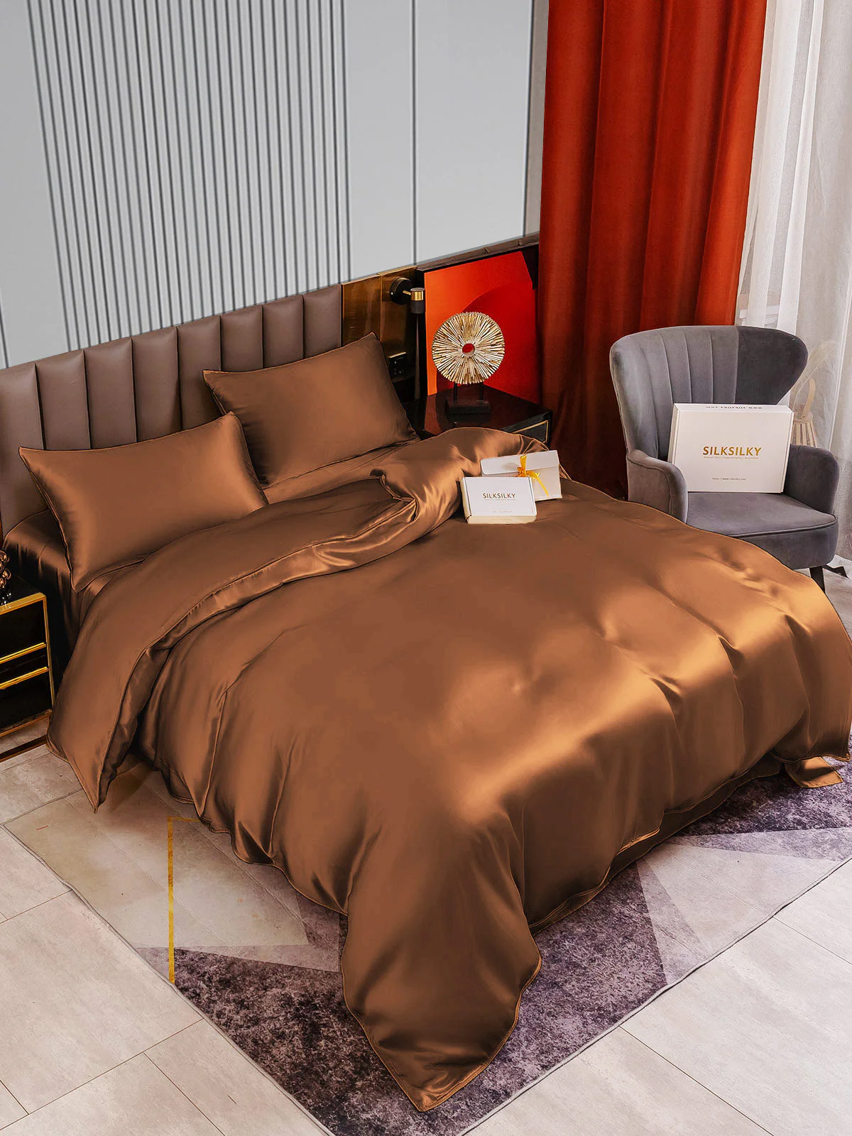 22Momme 4Pcs Silk Set Duvet Cover+Flat Sheet+2x Pillowcases - Image 53