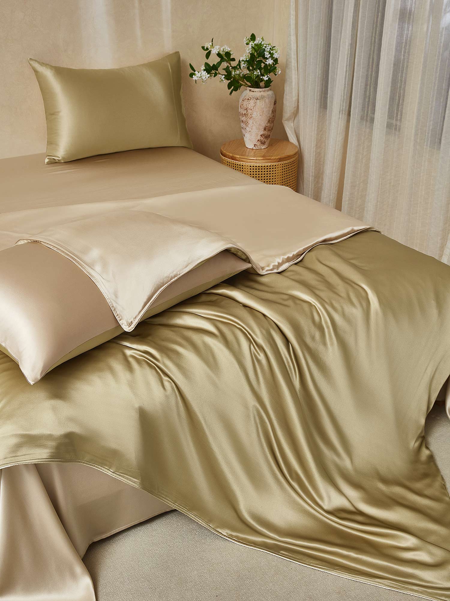 22Momme 4Pcs Silk Set Duvet Cover+Flat Sheet+2x Pillowcases - Image 66
