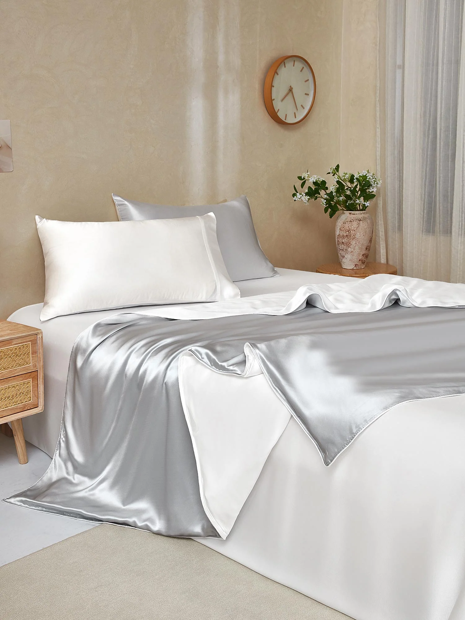 22Momme 4Pcs Silk Set Duvet Cover+Flat Sheet+2x Pillowcases - Image 74