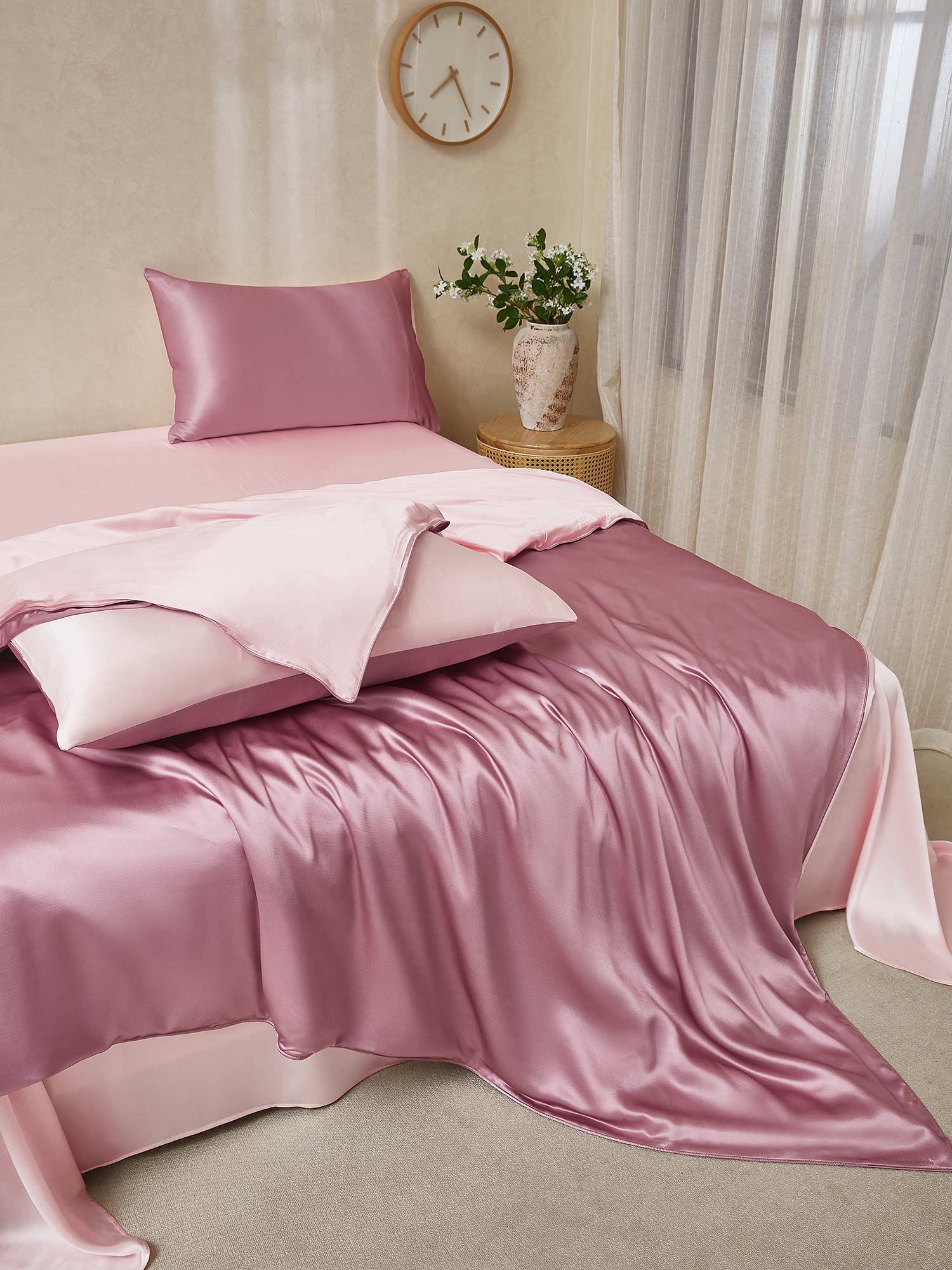 22Momme 4Pcs Silk Set Duvet Cover+Flat Sheet+2x Pillowcases - Image 81