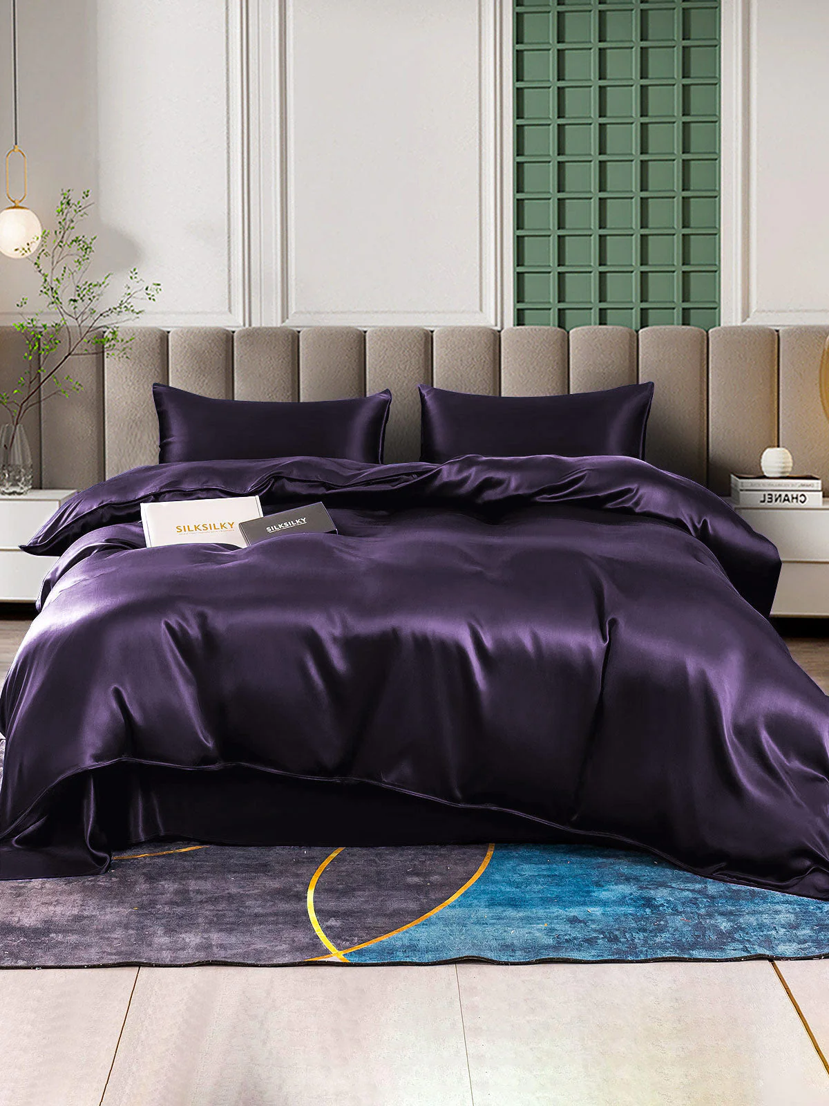 22Momme 4Pcs Silk Set Duvet Cover+Flat Sheet+2x Pillowcases - Image 90