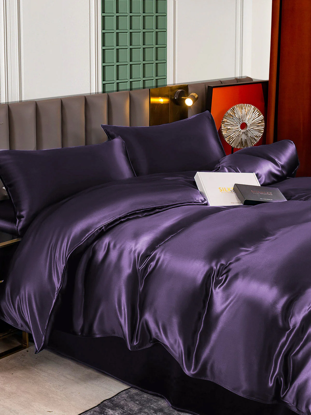 22Momme 4Pcs Silk Set Duvet Cover+Flat Sheet+2x Pillowcases - Image 94