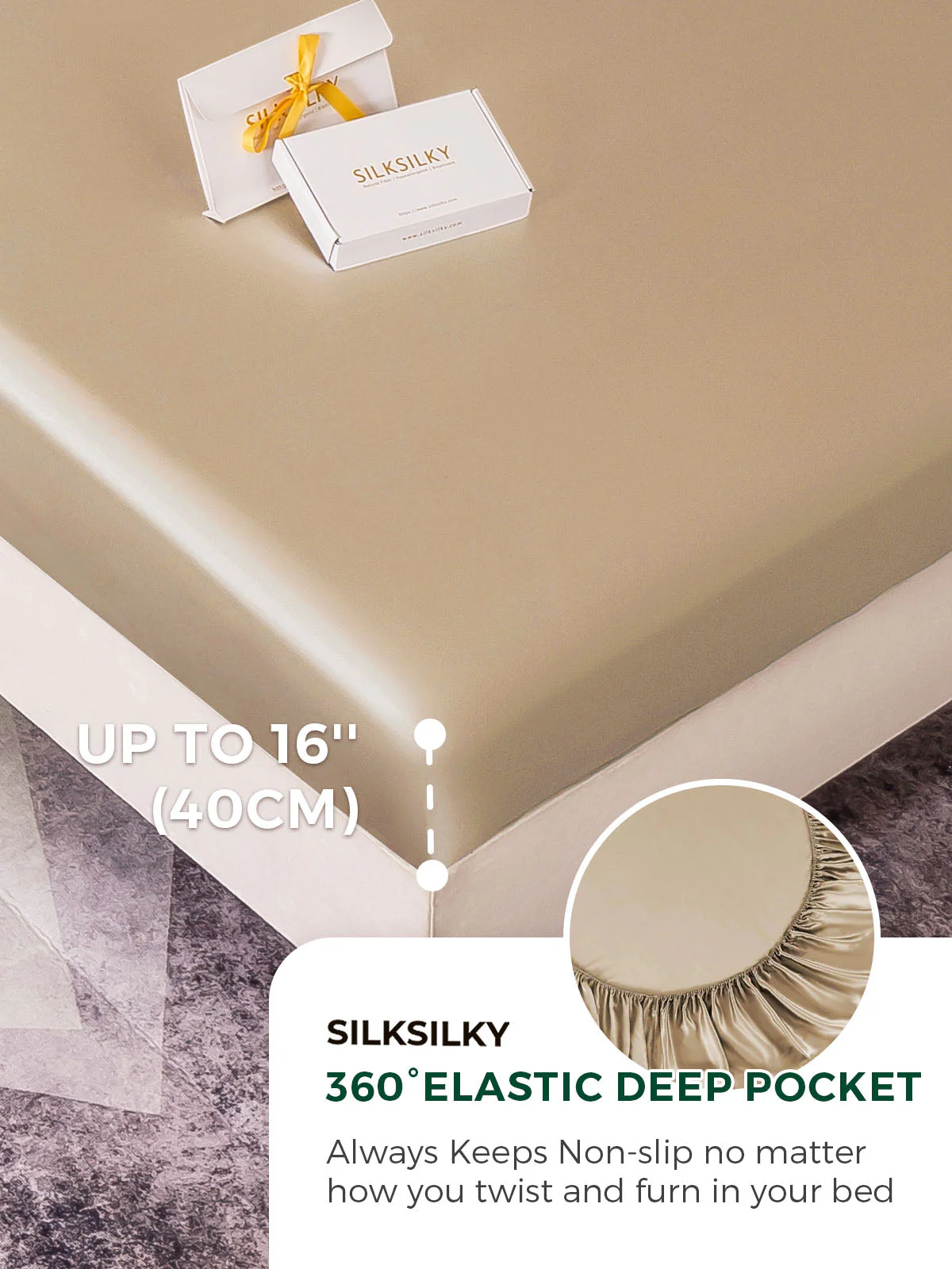 22Momme Mulberry Silk Seamless Fitted Sheet - Image 29