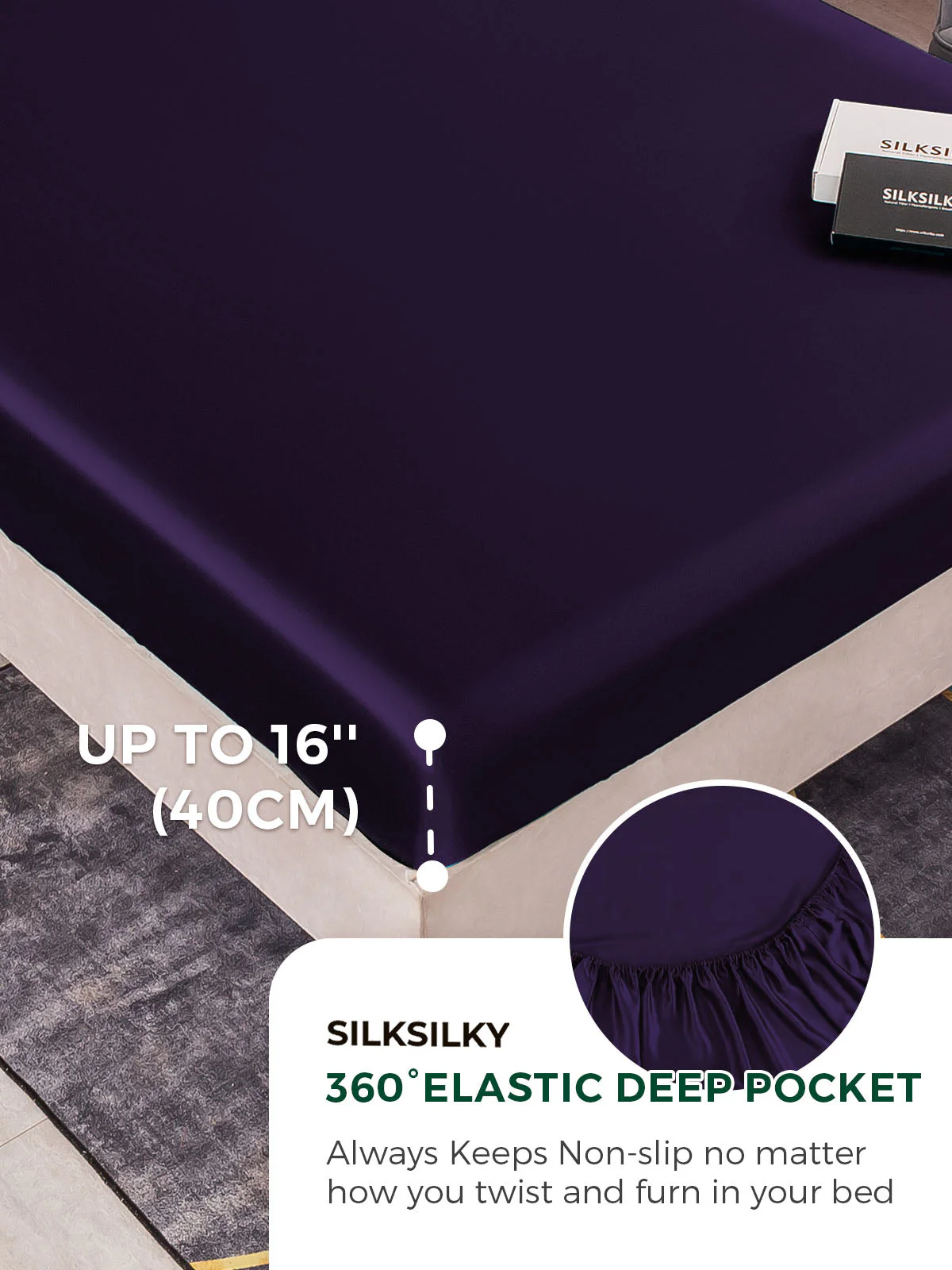 22Momme Mulberry Silk Seamless Fitted Sheet - Image 49