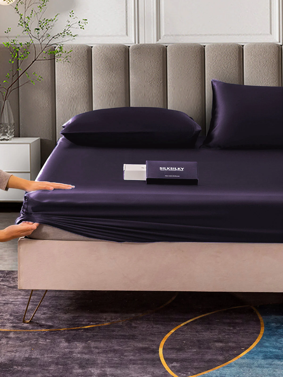 25Momme 3Pcs Silk Set Fitted Sheet+2x Pillowcases - Image 30