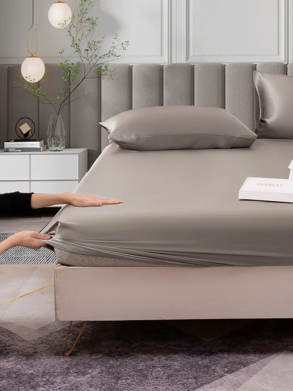 25Momme 3Pcs Silk Set Fitted Sheet+2x Pillowcases - Image 36