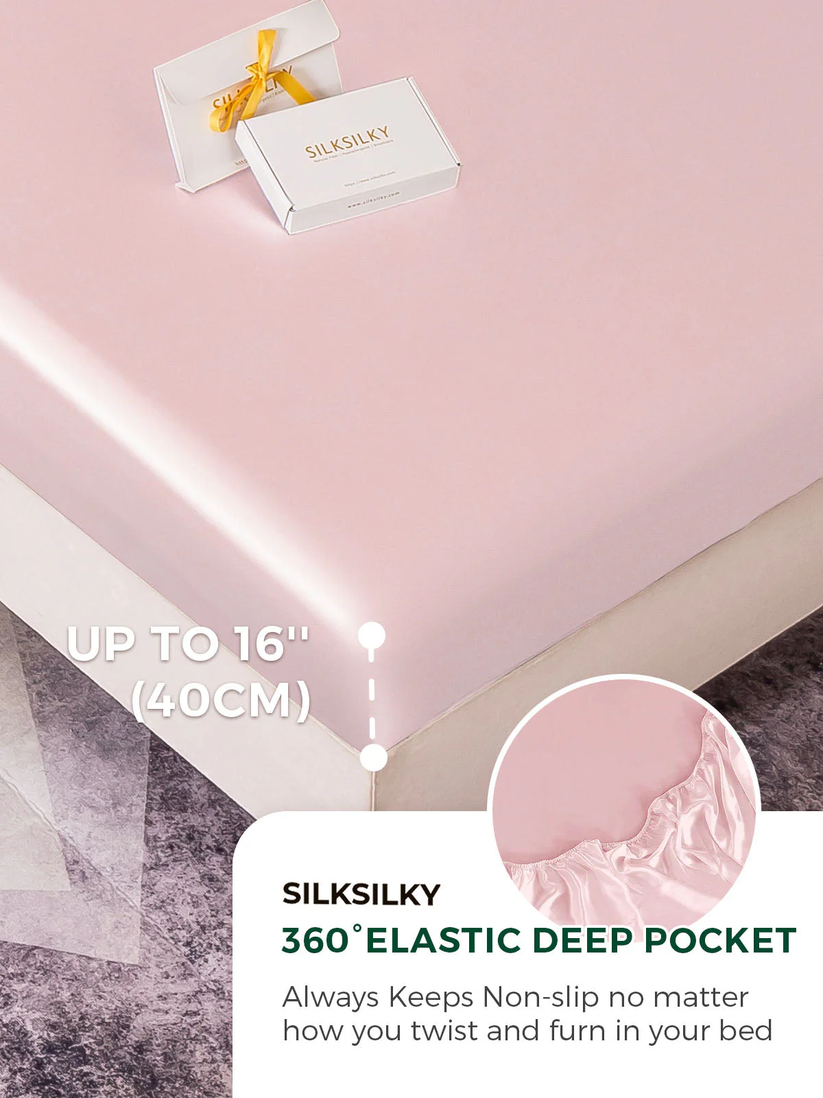 25Momme 3Pcs Silk Set Fitted Sheet+2x Pillowcases - Image 40