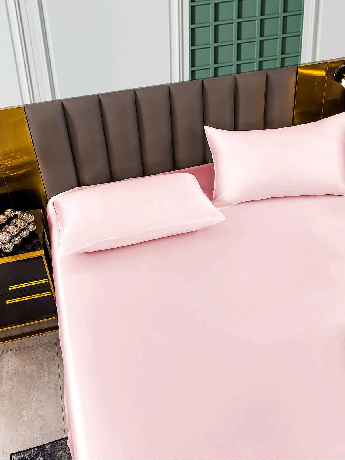 25Momme 3Pcs Silk Set Fitted Sheet+2x Pillowcases - Image 41