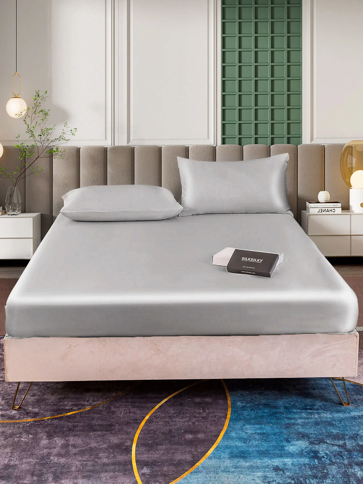 25Momme 3Pcs Silk Set Fitted Sheet+2x Pillowcases - Image 50