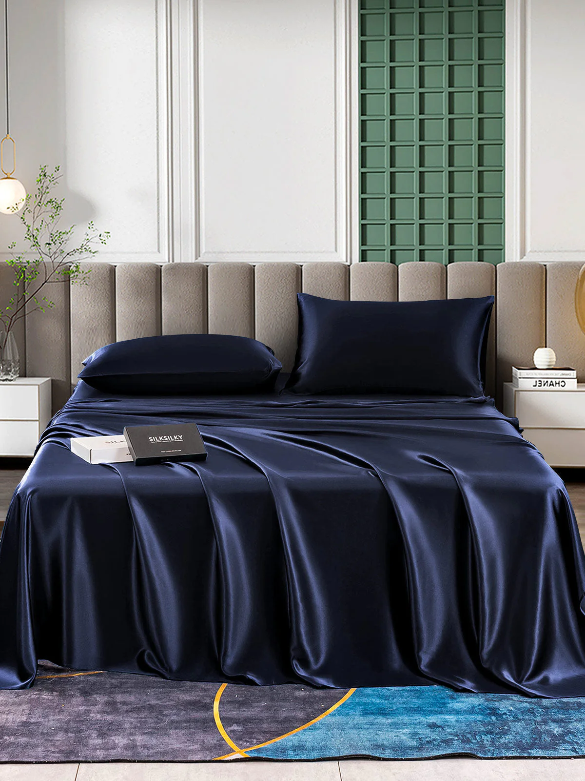 25Momme Silk 4Pcs Set Fitted&Flat Sheets+2x Pillowcases - Image 20