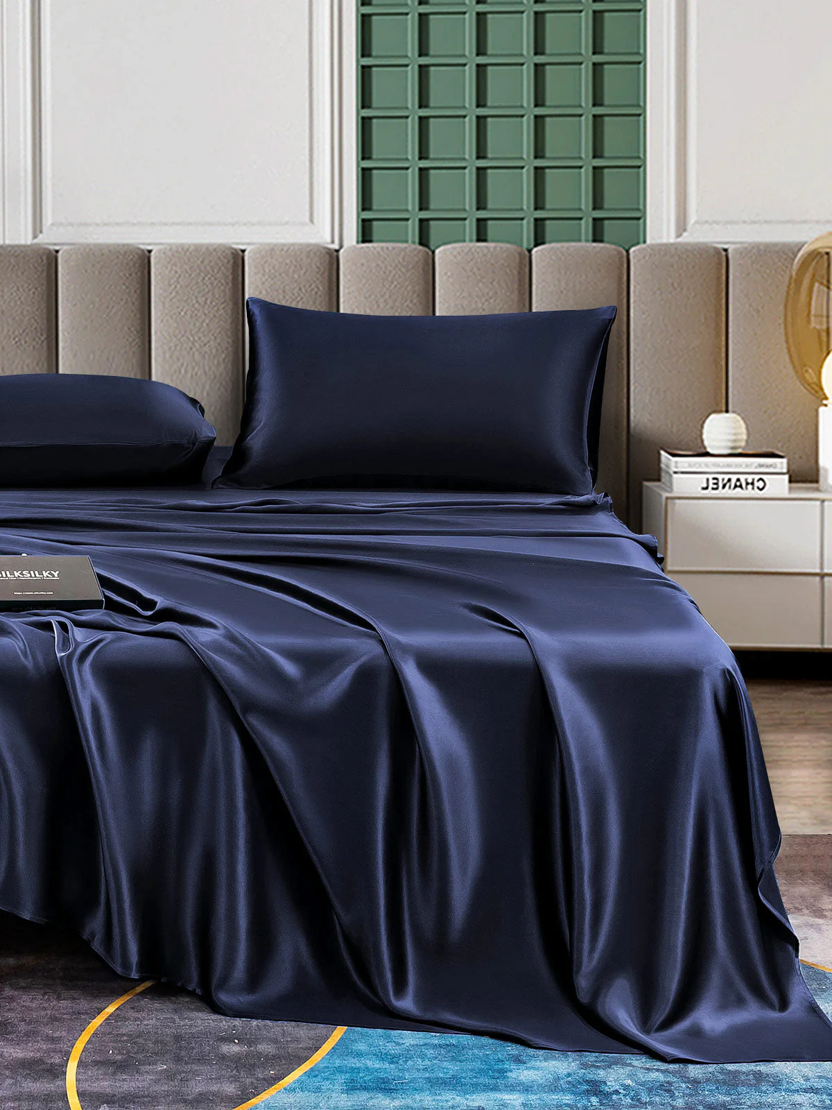 25Momme Silk 4Pcs Set Fitted&Flat Sheets+2x Pillowcases - Image 25