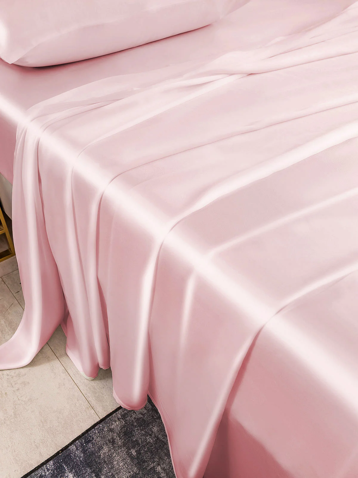 25Momme Silk 4Pcs Set Fitted&Flat Sheets+2x Pillowcases - Image 55