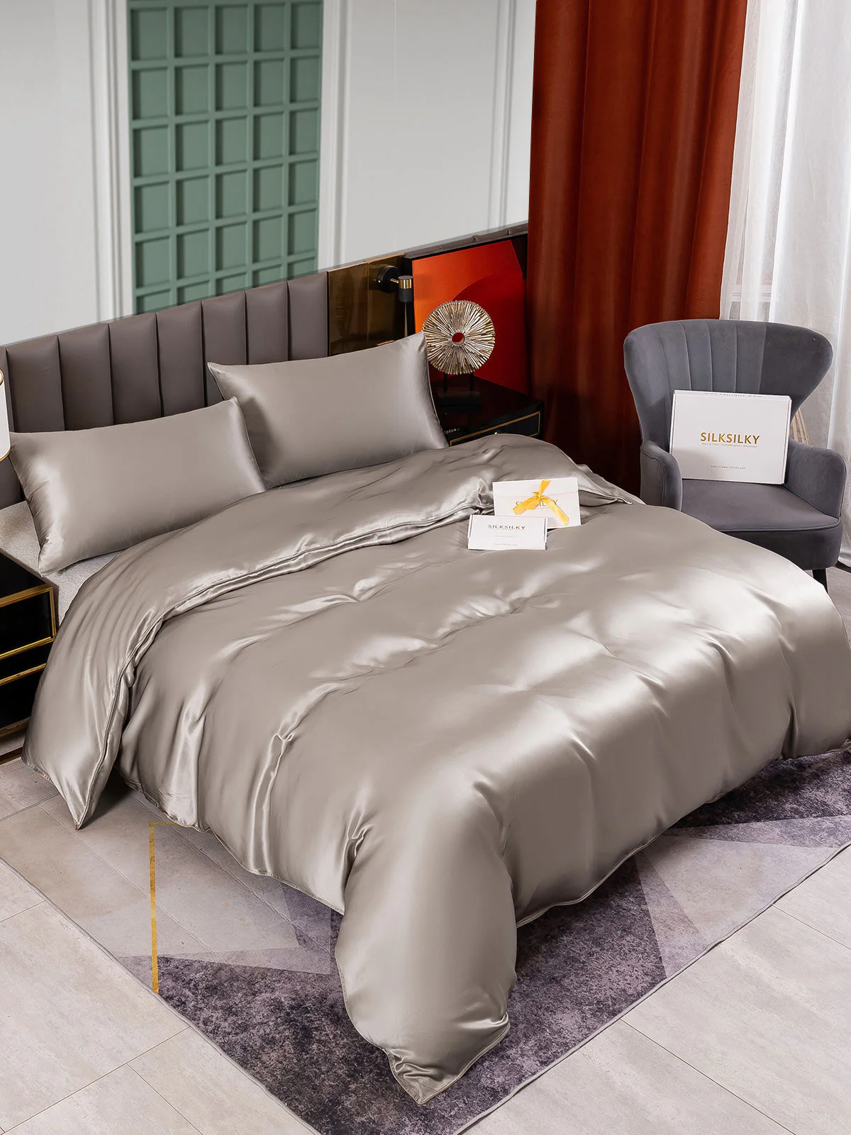 25Momme 3Pcs Silk Set Duvet Cover+2x Pillowcases - Image 50