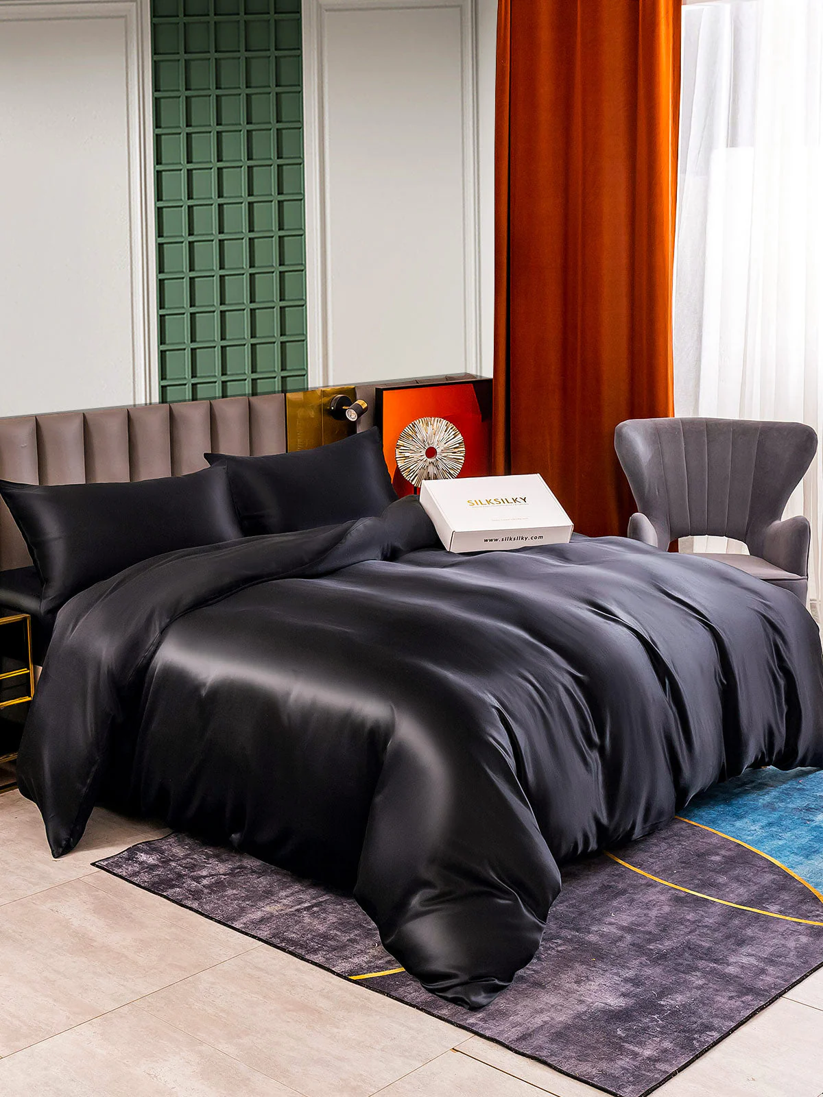 25Momme 4Pcs Silk Set Duvet Cover+Fitted Sheet+2x Pillowcases - Image 23