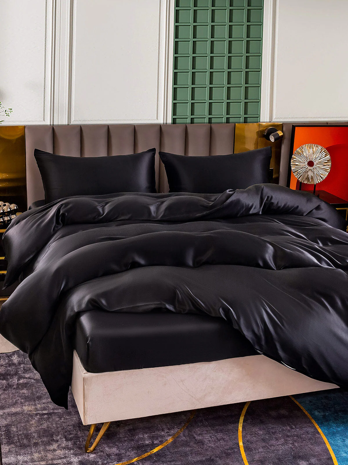 25Momme 4Pcs Silk Set Duvet Cover+Fitted Sheet+2x Pillowcases - Image 24
