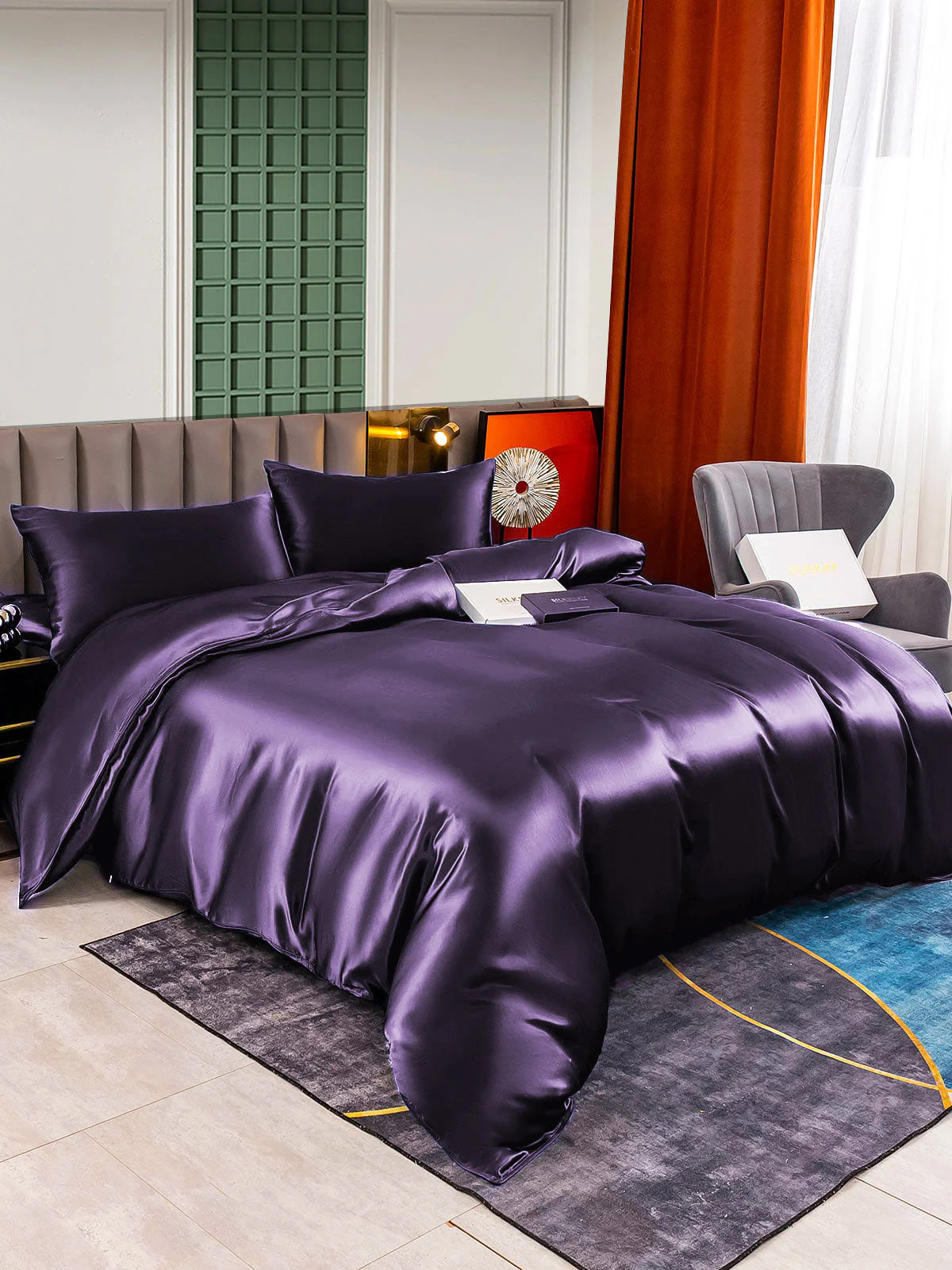 25Momme 4Pcs Silk Set Duvet Cover+Fitted Sheet+2x Pillowcases - Image 66