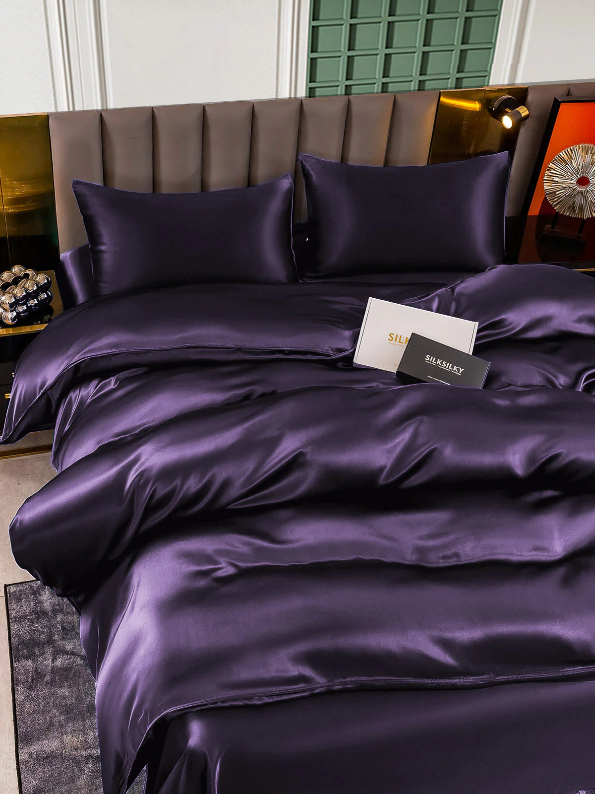 25Momme 4Pcs Silk Set Duvet Cover+Flat Sheet+2x Pillowcases - Image 26
