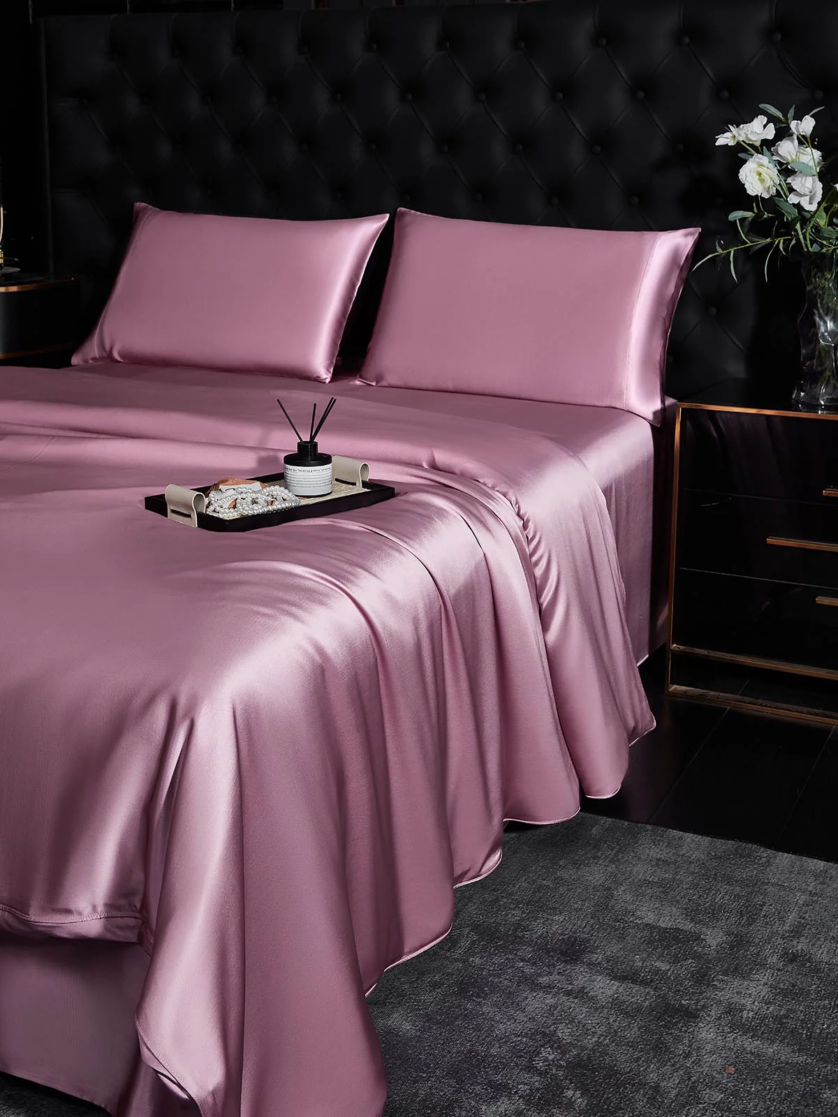 25Momme 4Pcs Silk Set Duvet Cover+Flat Sheet+2x Pillowcases - Image 57