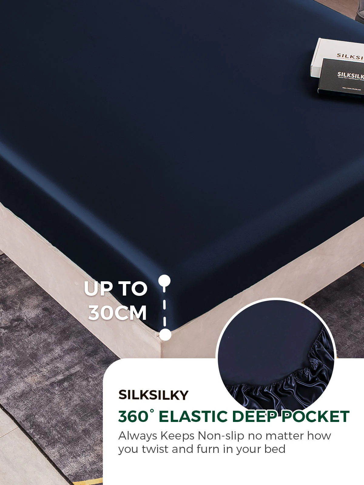 25Momme Mulberry Silk Seamless Fitted Sheet - Image 10