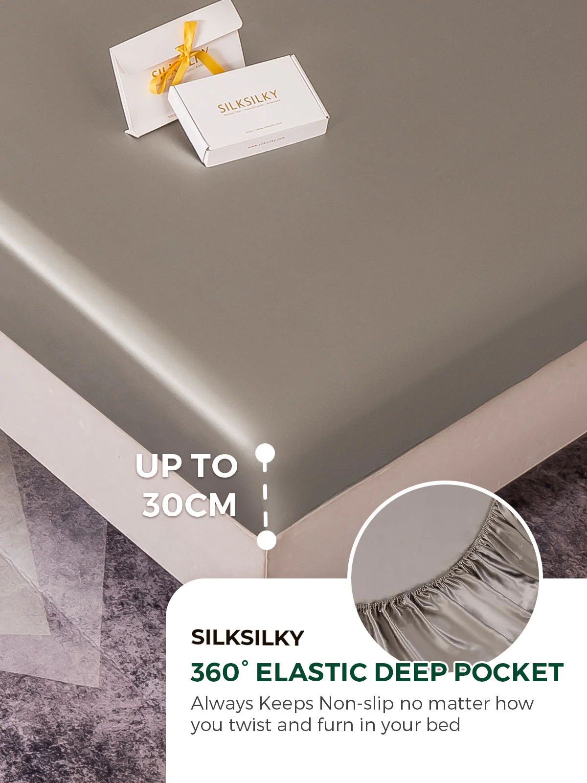 25Momme Mulberry Silk Seamless Fitted Sheet - Image 16