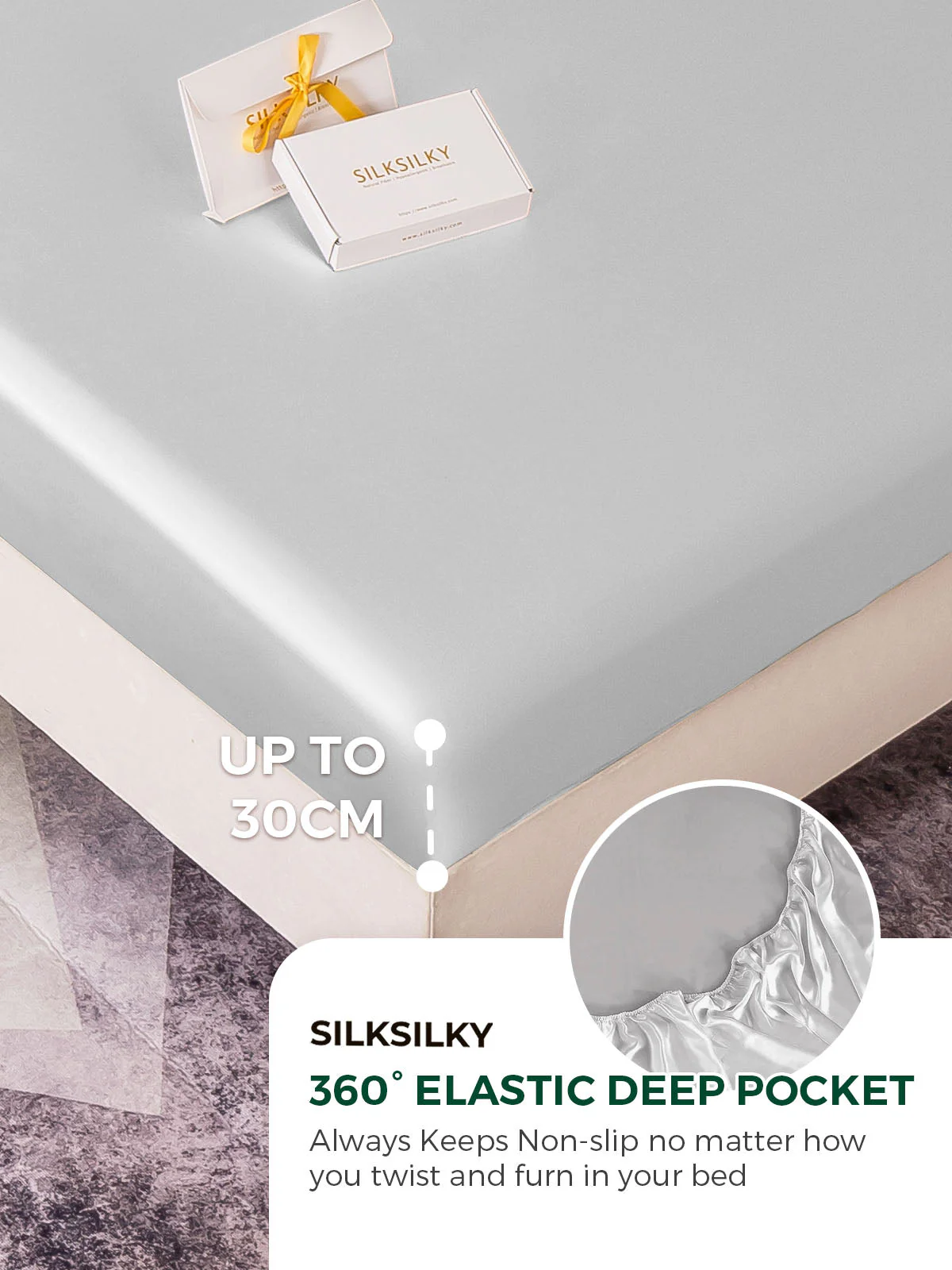 25Momme Mulberry Silk Seamless Fitted Sheet - Image 25