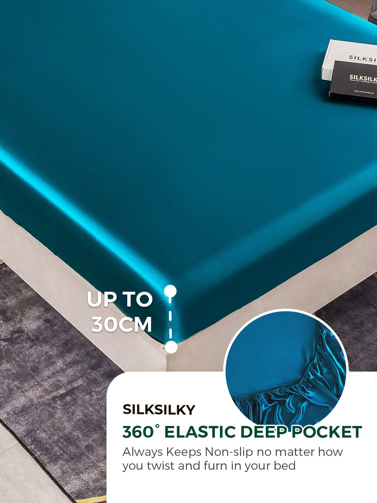25Momme Mulberry Silk Seamless Fitted Sheet - Image 37