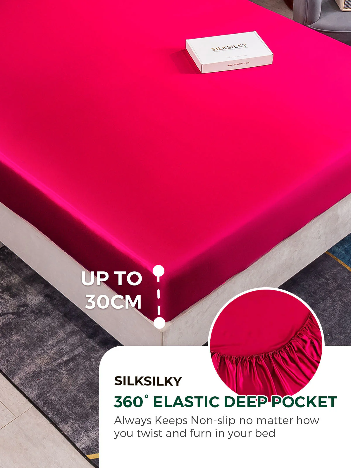 25Momme Mulberry Silk Seamless Fitted Sheet - Image 49