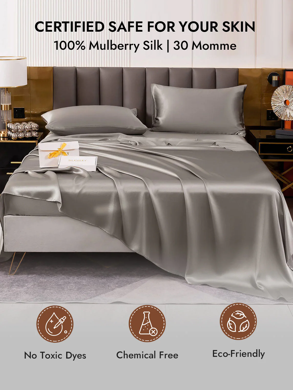 2Pcs 30Momme 100% Silk Pillowcases Bundle- Hidden Zipper - Image 14