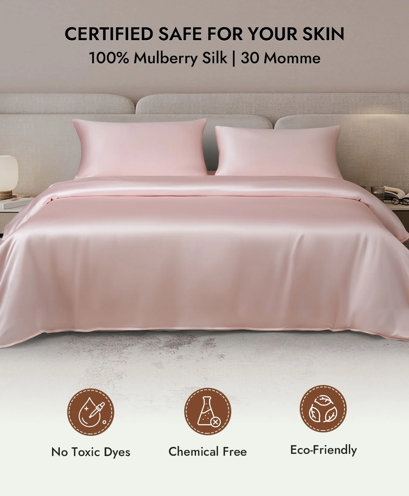 2Pcs 30Momme 100% Silk Pillowcases Bundle- Hidden Zipper - Image 63