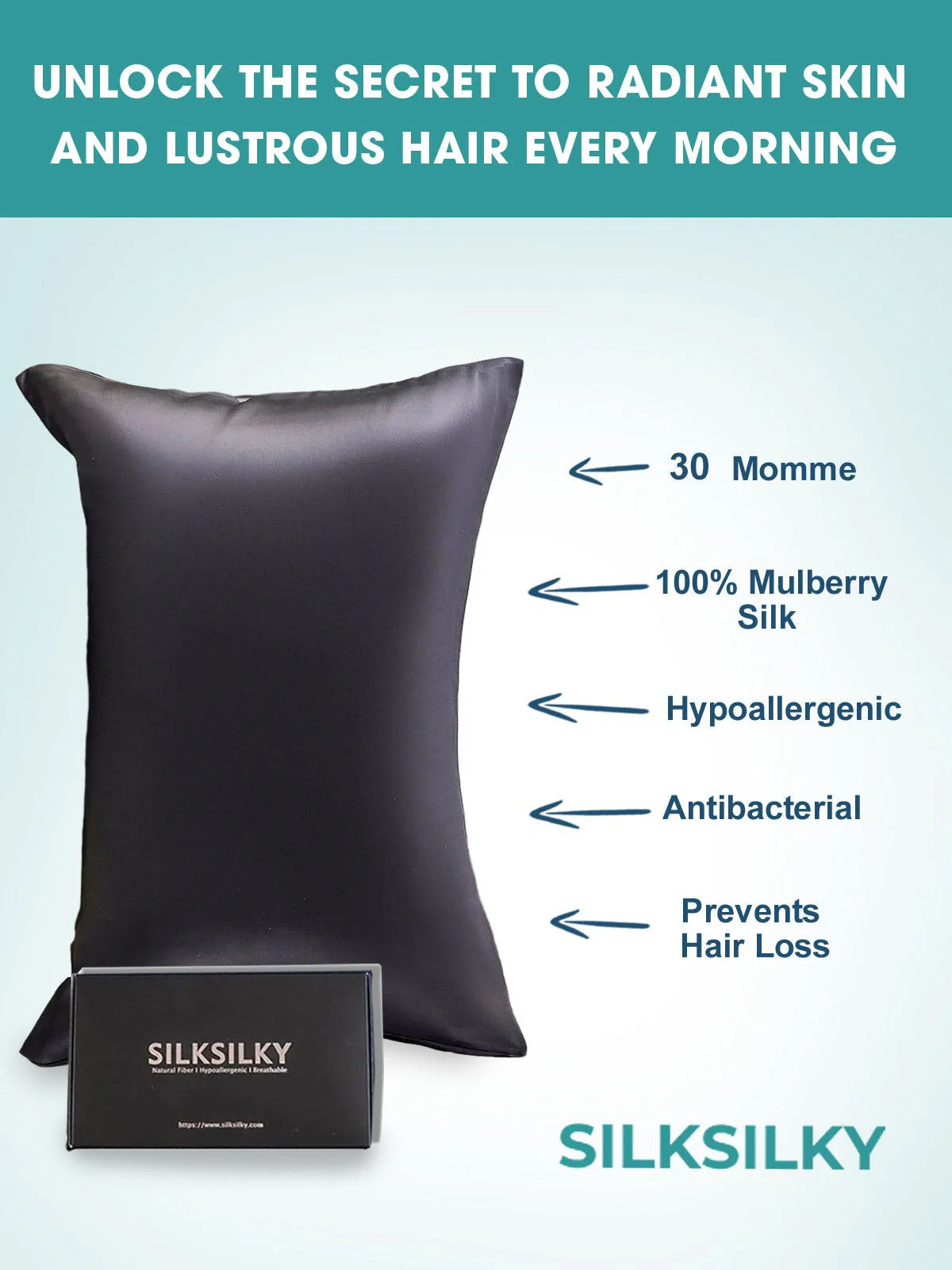 30Momme Luxurious 100% Silk Pillowcase - Hidden Zipper - Image 22