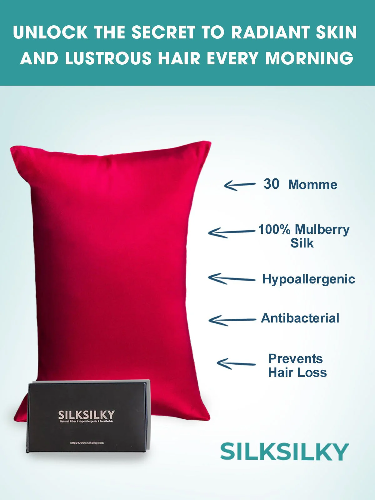 30Momme Luxurious 100% Silk Pillowcase - Hidden Zipper - Image 51