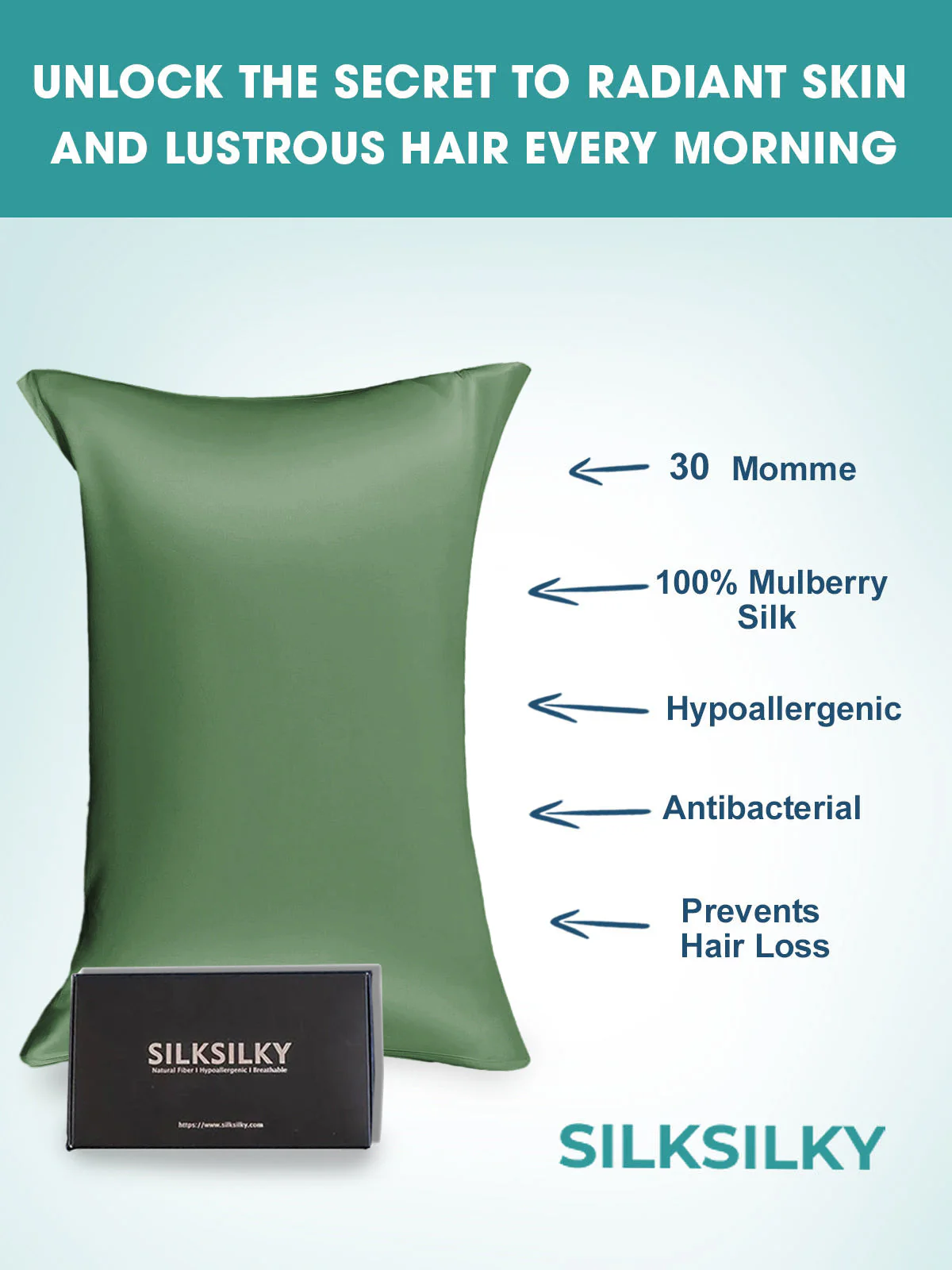 30Momme Luxurious 100% Silk Pillowcase - Hidden Zipper - Image 57