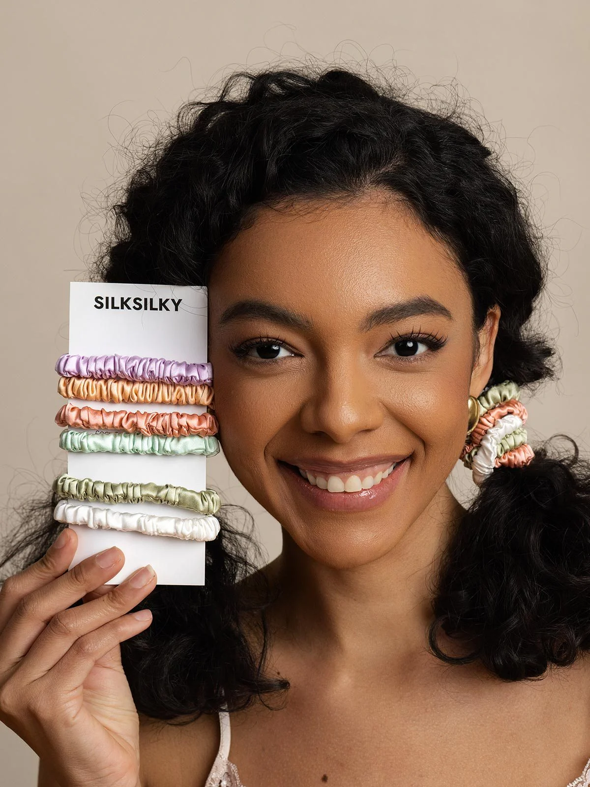 6Pcs Bundle Pure Silk Skinny Hair Scrunchies - 1cm - Image 11