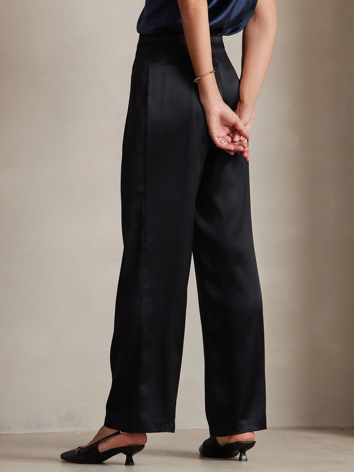 19Momme Silk High Waist Wide Leg Women's Pants - Image 12
