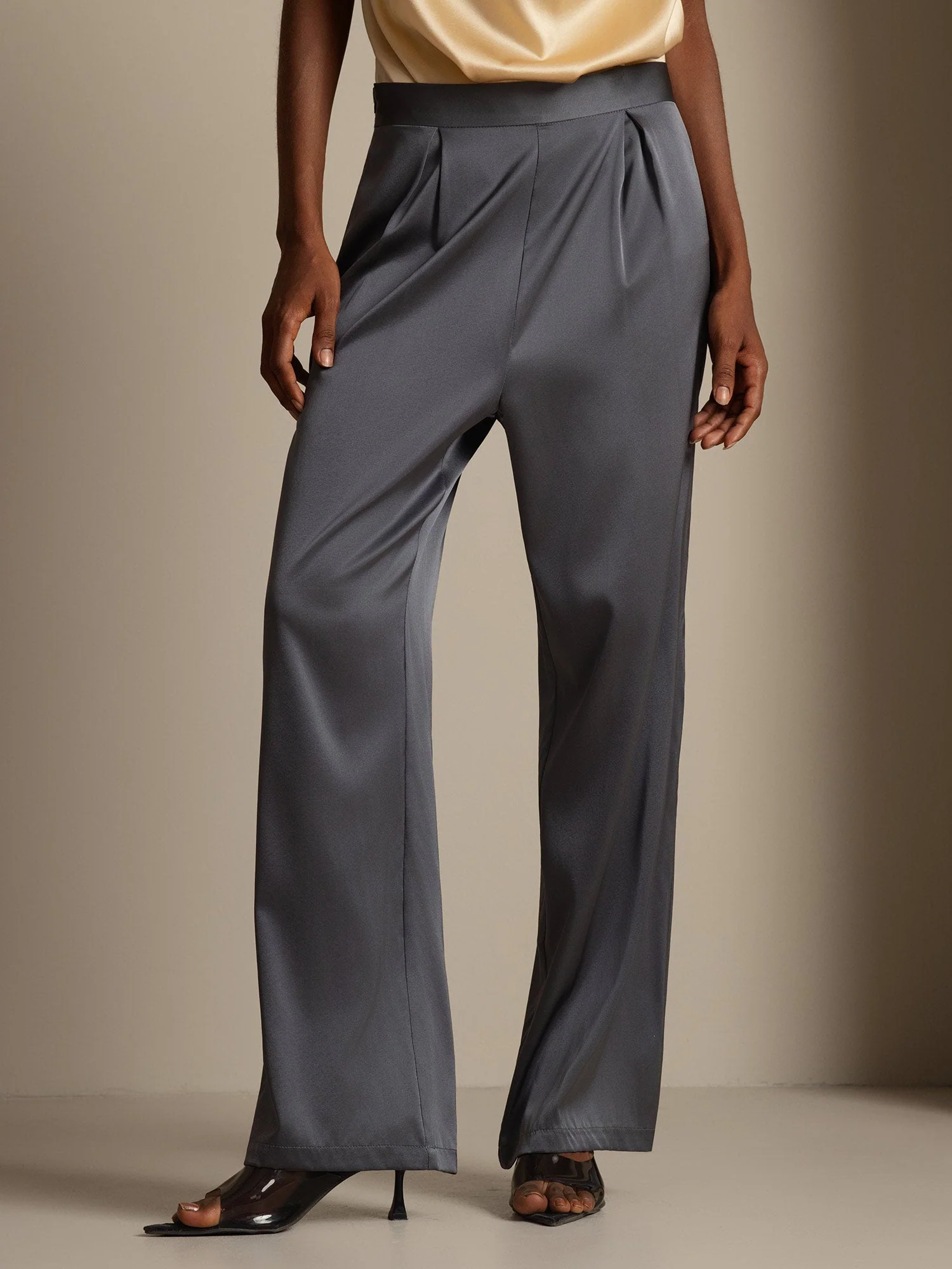 19Momme Silk High Waist Wide Leg Women's Pants - Image 27