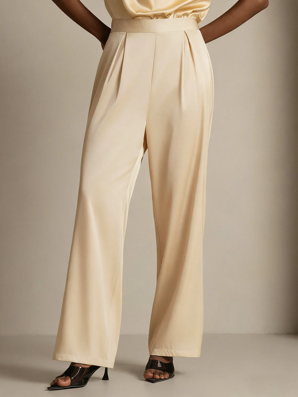 19Momme Silk High Waist Wide Leg Women's Pants - Image 32