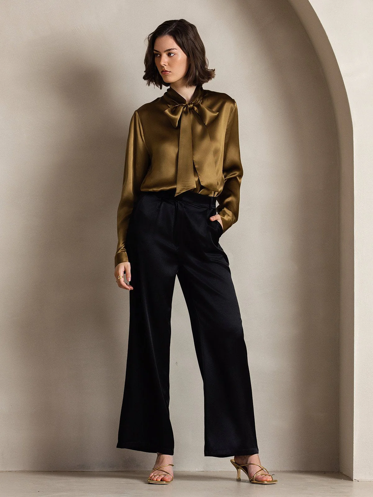 Clearance - 19Momme Silk High Waist Boot Cut Women's Pants - Image 14