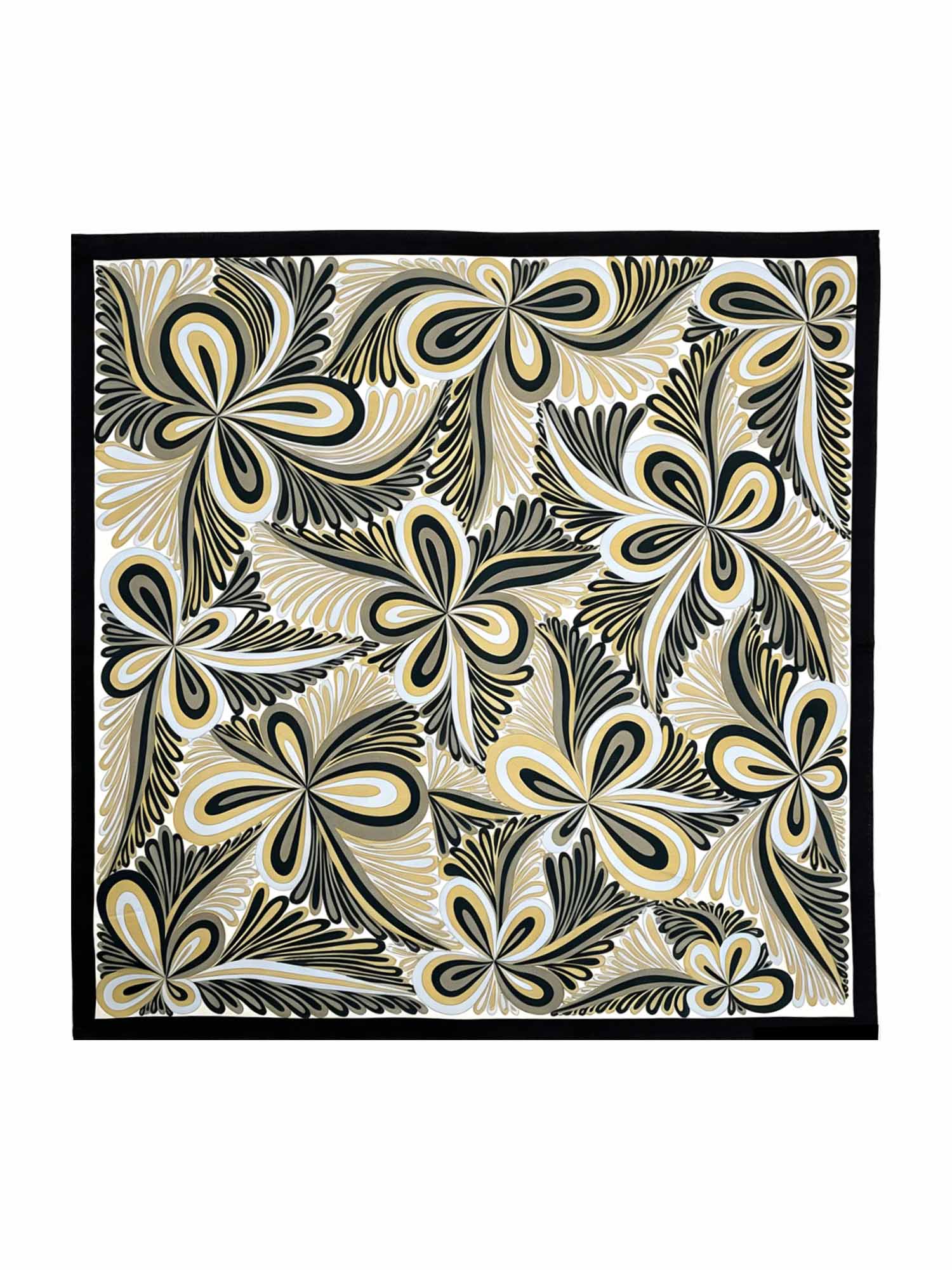 Pure Silk Abstract Floral Pattern Square Scarf - Size 90x90cm