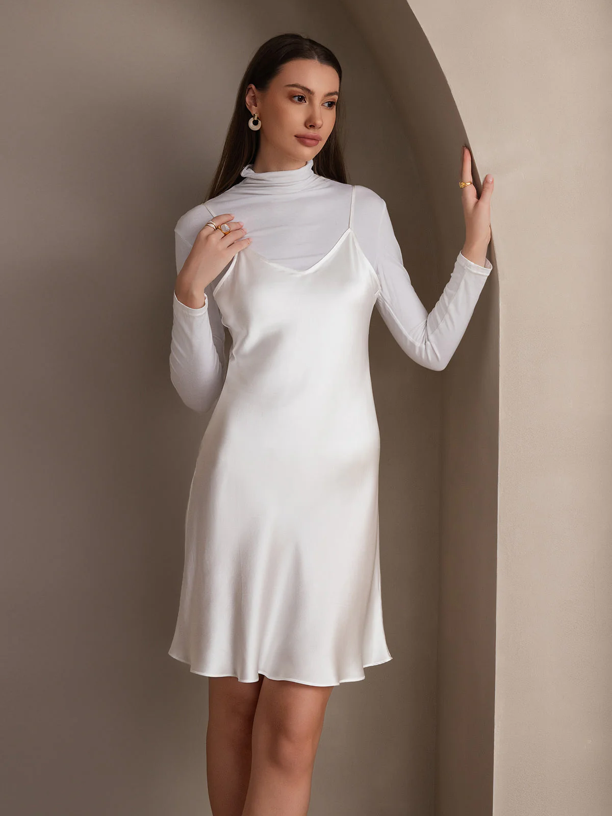 Pure Silk Spaghetti Strap Short Dress - Image 22