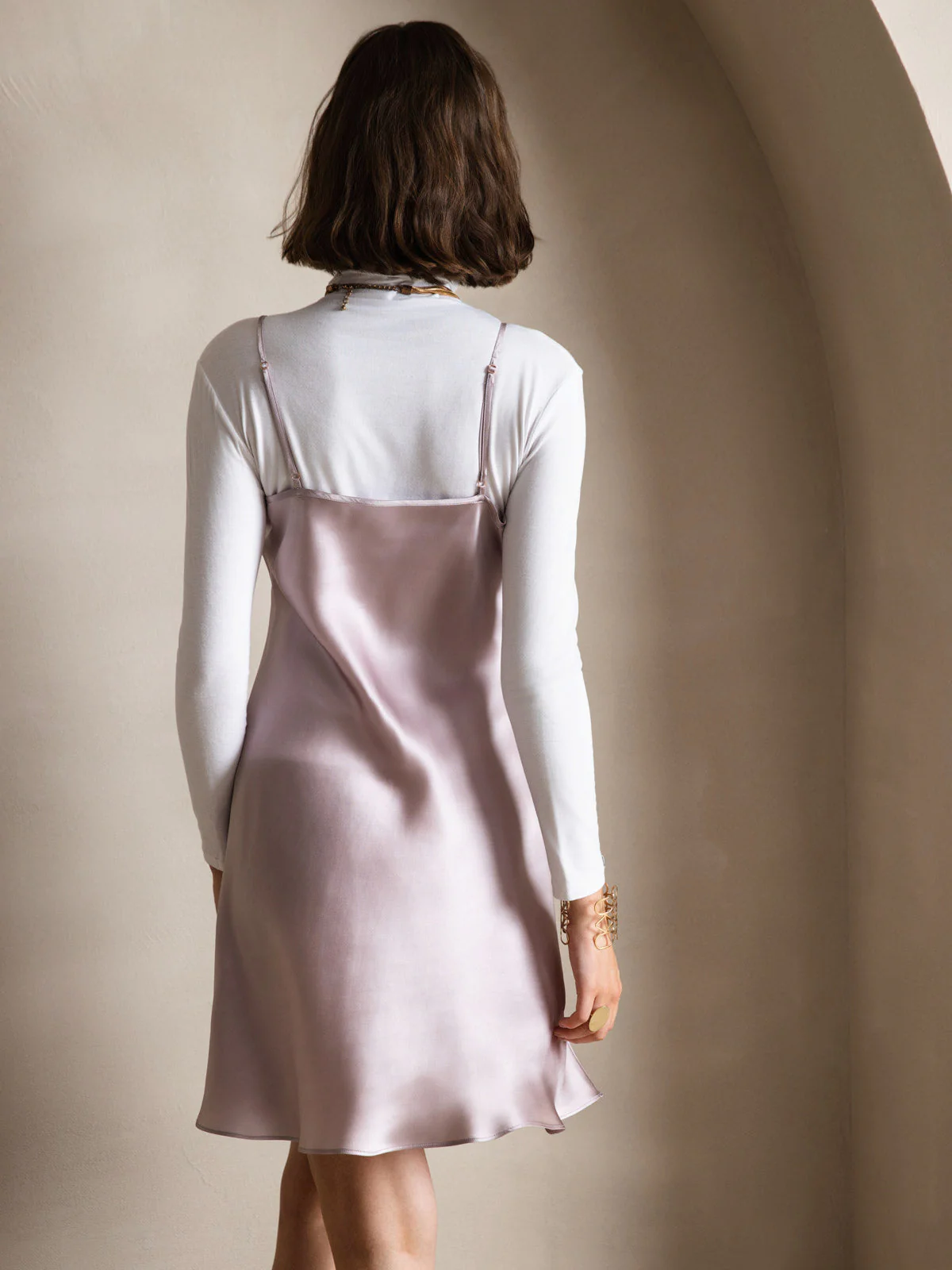Pure Silk Spaghetti Strap Short Dress - Image 38