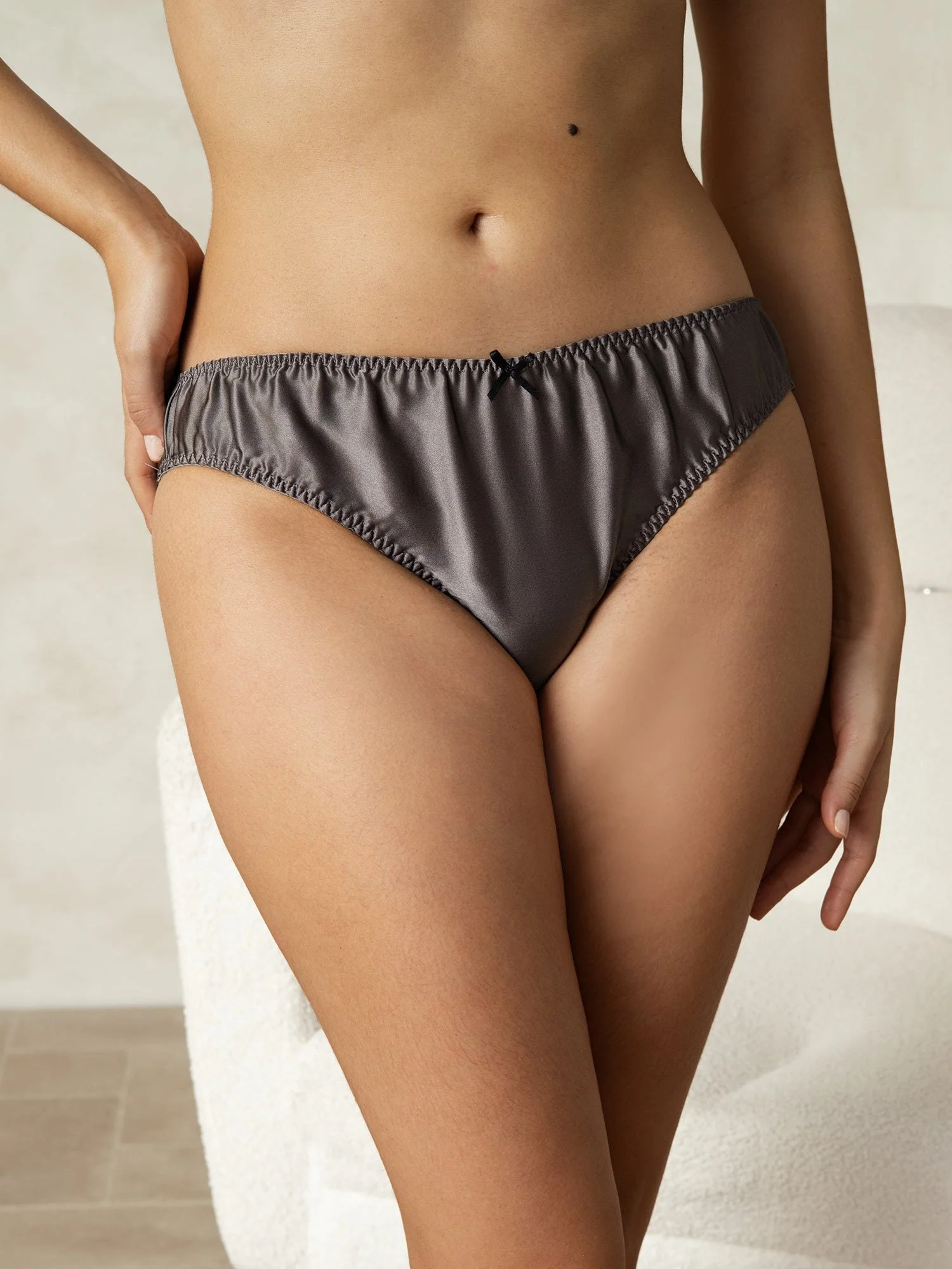 100% Mulberry Silk Classic Bikini Panty with Bow - Image 29