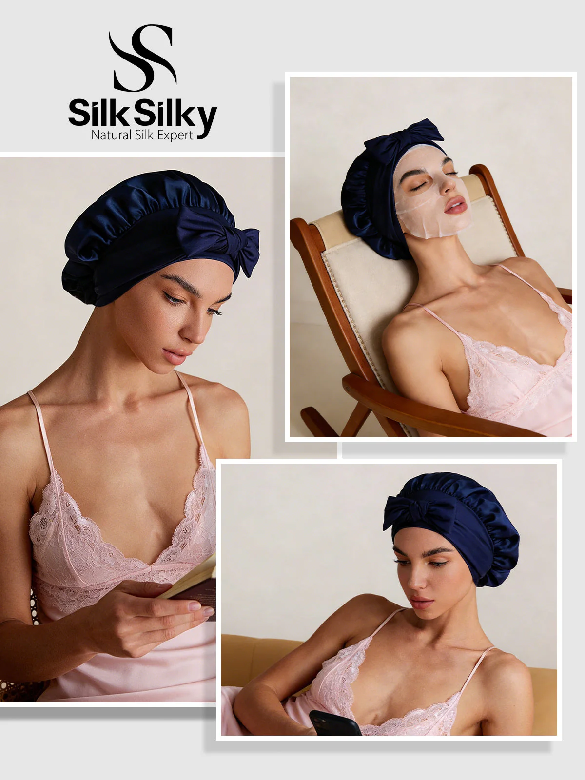 Pure Silk Bowknot Tie Bonnet - Image 33