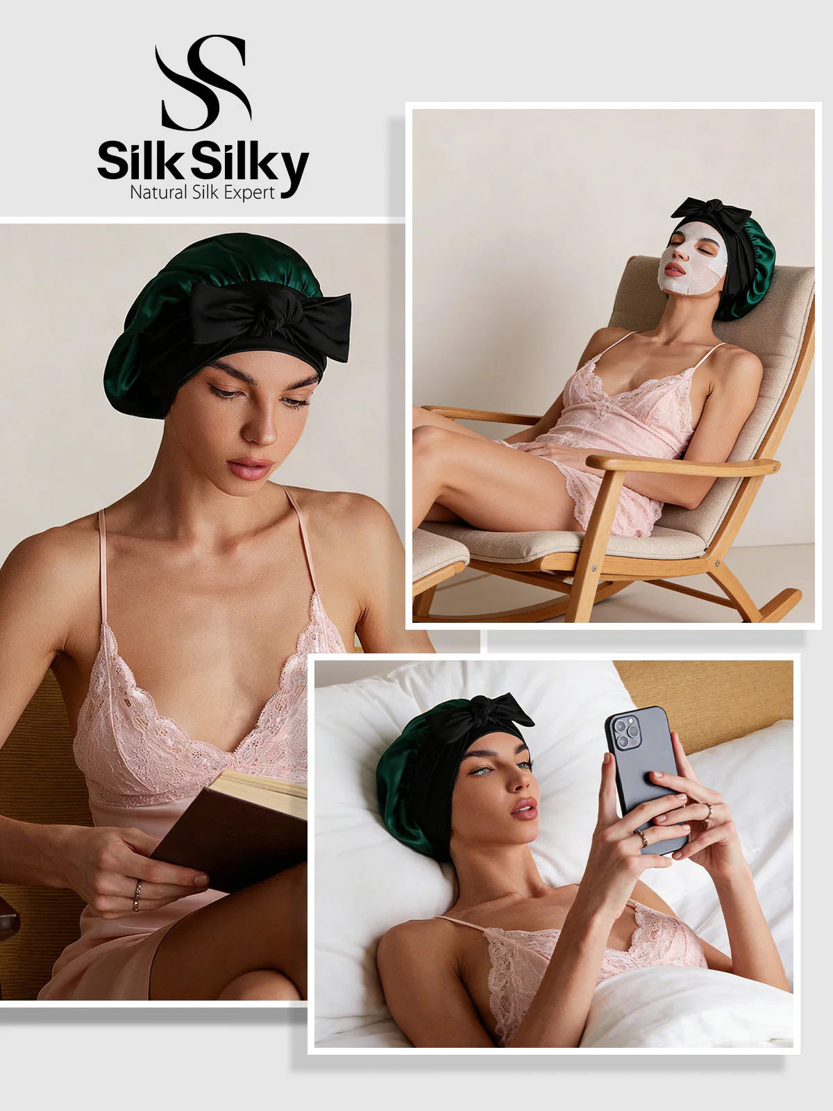 Pure Silk Bowknot Tie Bonnet - Image 57