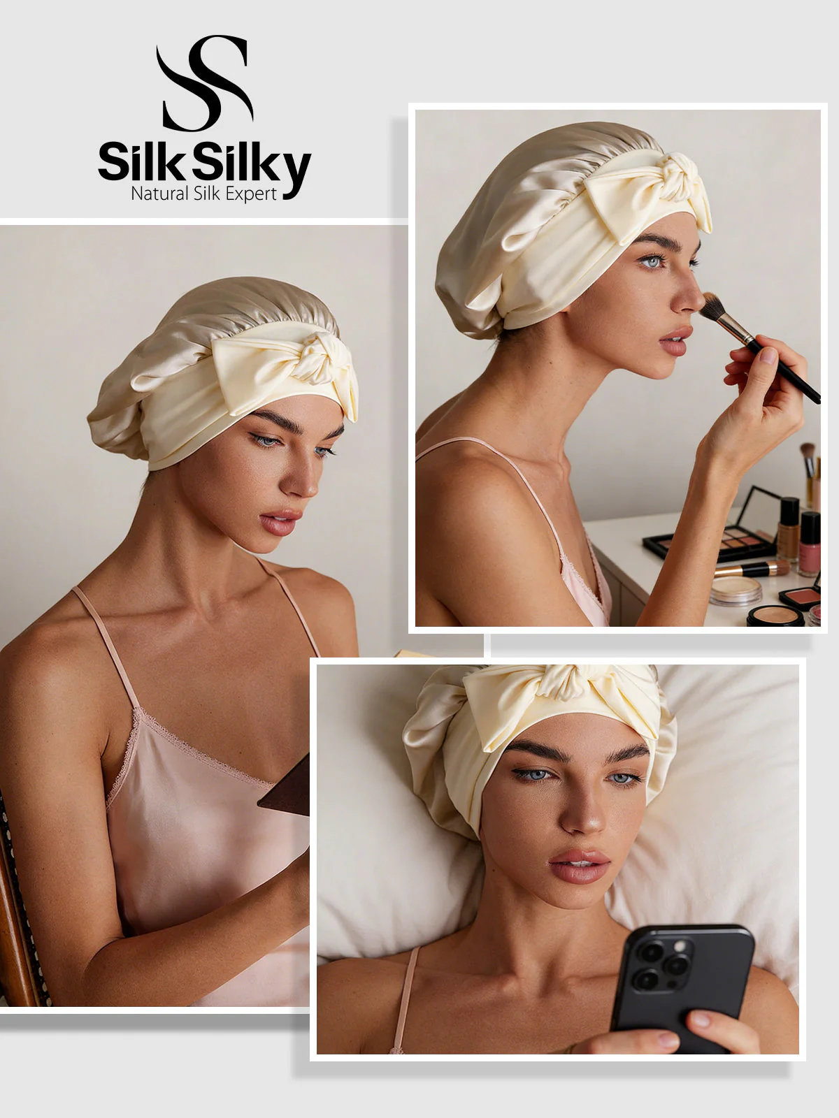 Pure Silk Bowknot Tie Bonnet - Image 75