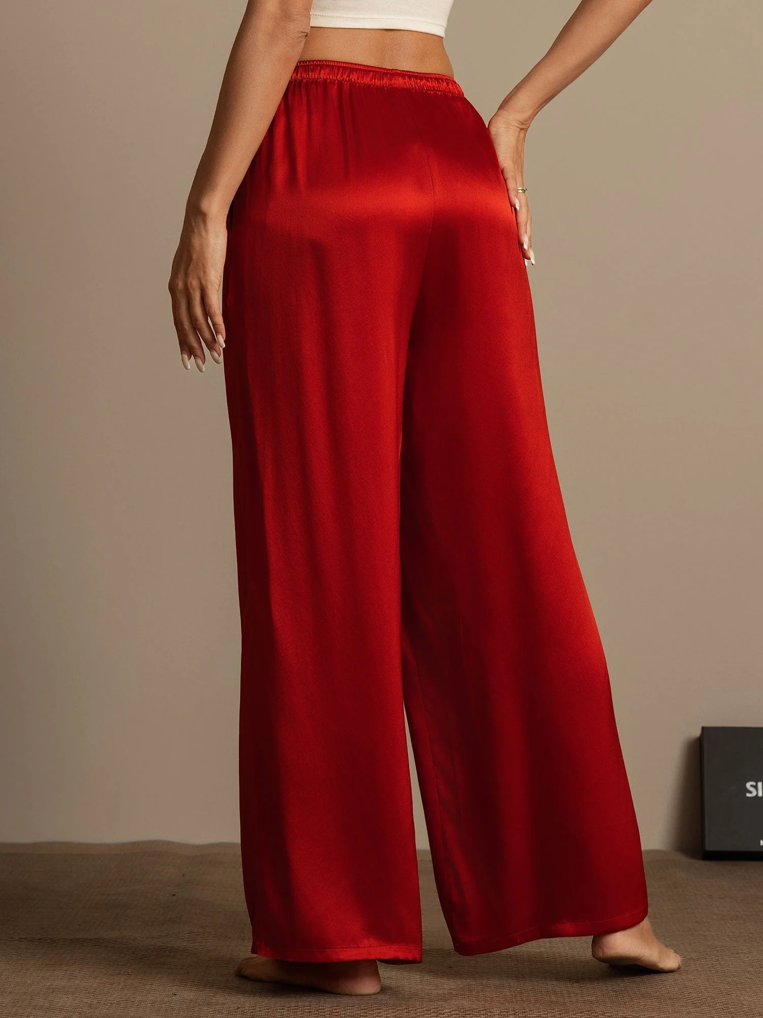 100% Mulberry Silk Wide Leg Women's Pants - Image 42