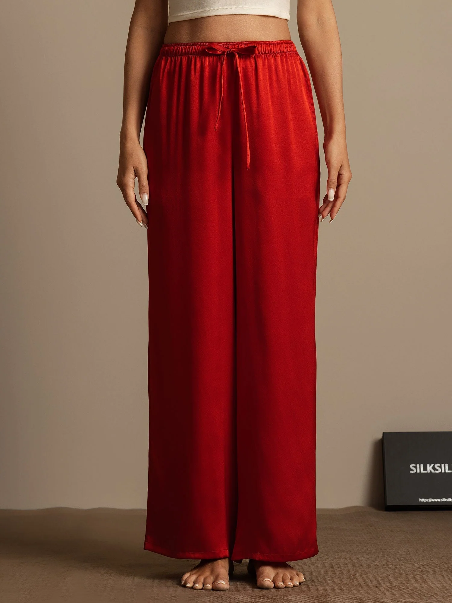 100% Mulberry Silk Wide Leg Women's Pants - Image 45