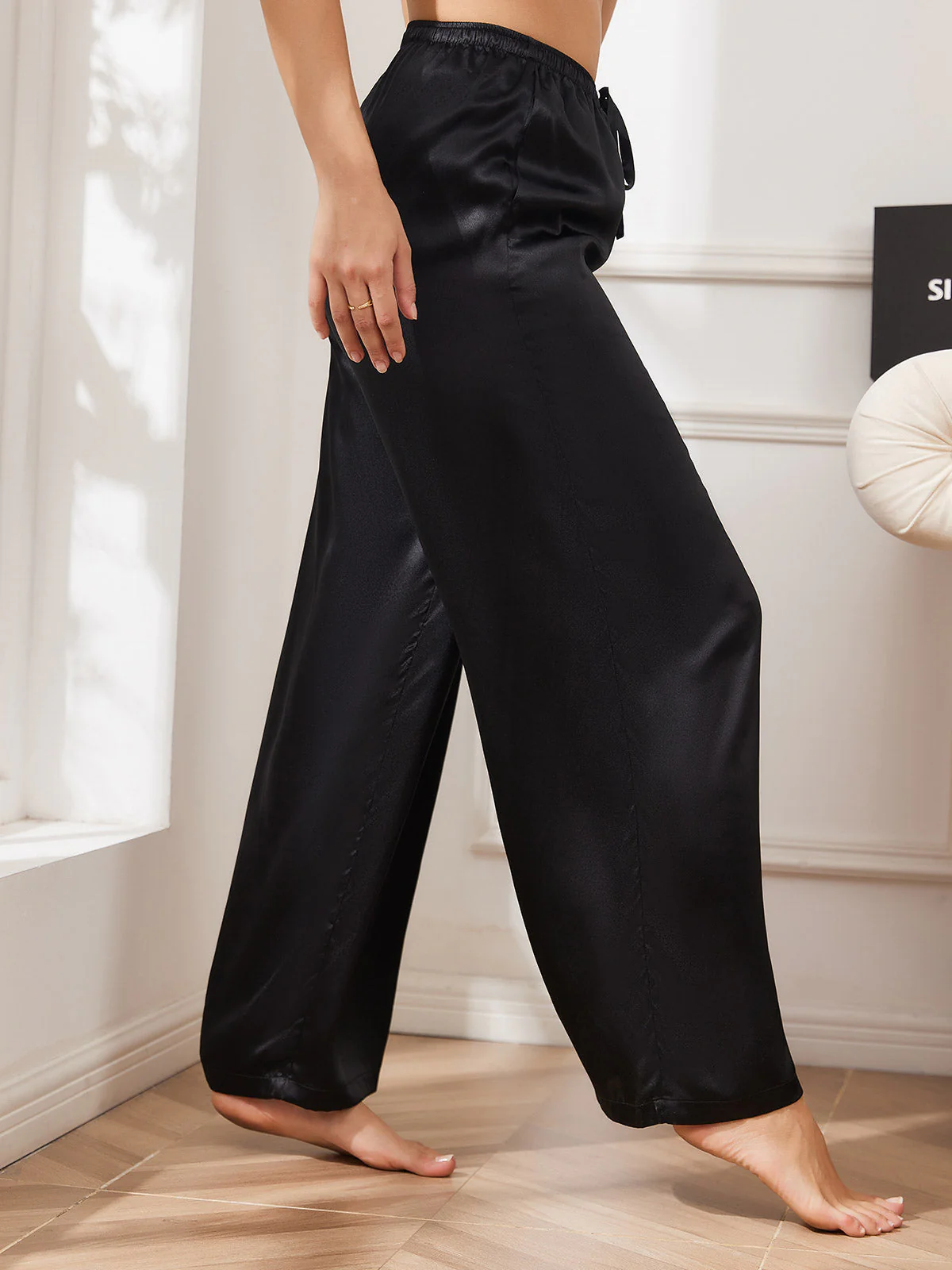 100% Mulberry Silk Wide Leg Women's Pants - Image 8